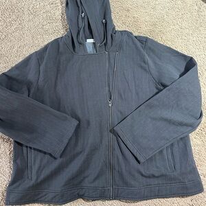 Barefoot Dreams MC Jacquard Fleece Moto Jacket Asymmetrical Zip Gray Carbon 3X